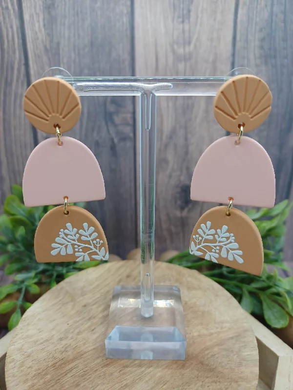 Christmas Midnight Fun Peach & Pink Clay Style Earrings