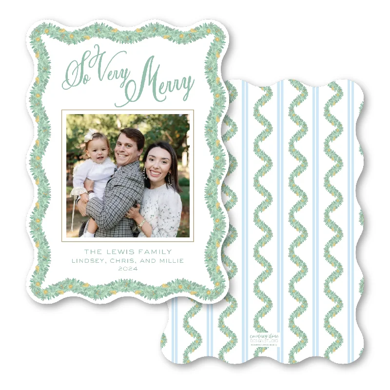 Christmas Cozy Holiday Magic Pear-y Christmas Wavy Die-Cut Holiday Card