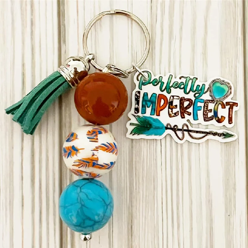 Christmas Sparkly Fairy Lights Perfectly Imperfect Beaded Keychain w/ Tassel