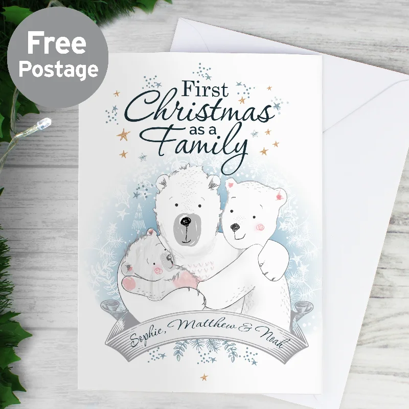 Personalised Polar Bear '1st Christmas As A Family' Card