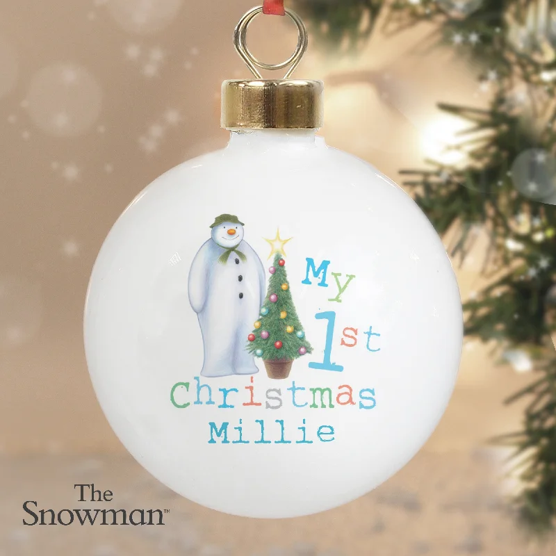 Christmas Pine Tree Personalised The Snowman My 1st Christmas Bauble