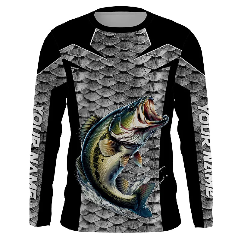 Personalized Bass Fishing Jerseys, Bass Fishing scales Custom Long Sleeve Fishing tournament shirts TTN58 Personalized Bass Fishing Jerseys, Bass Fishing scales Custom Long Sleeve Fishing tournament shirts TTN58