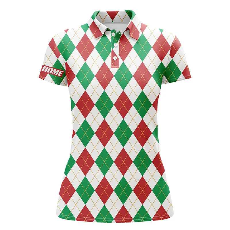 Personalized Christmas plaid Argyle Pattern Womens golf polo shirt custom team golf polo shirts NQS4412 Personalized Christmas plaid Argyle Pattern Womens golf polo shirt custom team golf polo shirts NQS4412