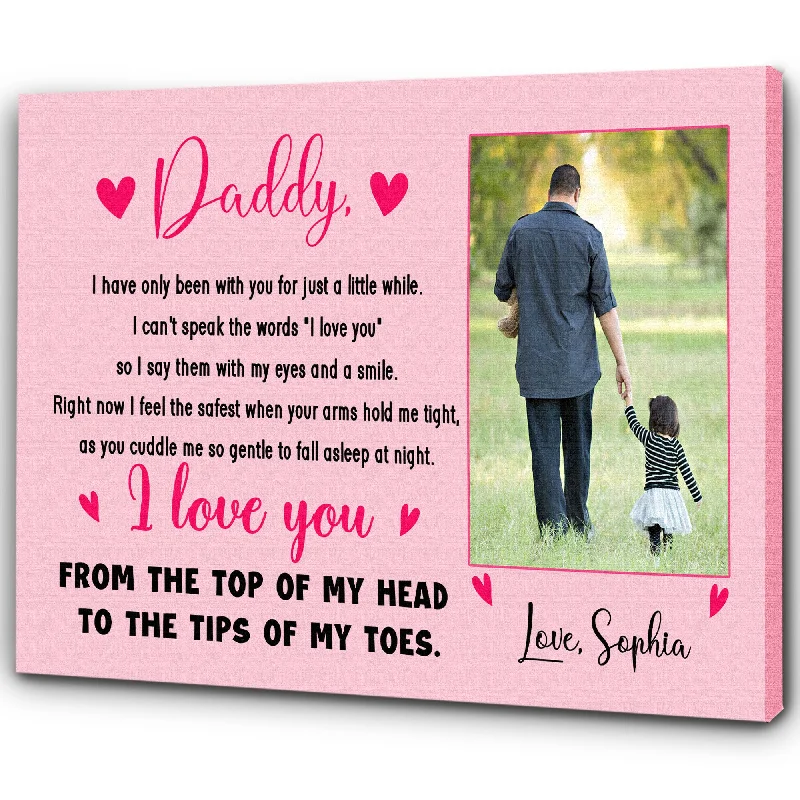 Personalized Dad Canvas| Love You From Top Of My Head Custom Image Canvas | Meaningful Fathers Day Gift, Gift From Newborn, New Father, First Time Dad, First Father's Day| T437 Personalized Dad Canvas| Love You From Top Of My Head Custom Image Canvas | Meaningful Fathers Day Gift, Gift From Newborn, New Father, First Time Dad, First Father's Day| T437