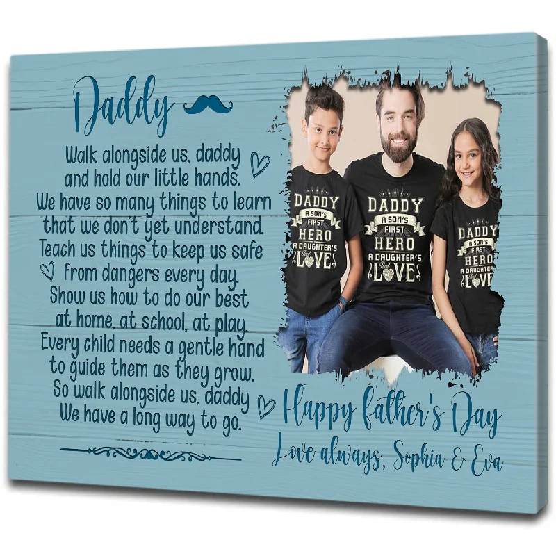 Personalized Dad Canvas| Walk Along Us Daddy Custom Image | Meaningful Fathers Day Gift for Loving Dad, Father & Son, New Father, First Time Dad, New Dad Gift| T436 Personalized Dad Canvas| Walk Along Us Daddy Custom Image | Meaningful Fathers Day Gift for Loving Dad, Father & Son, New Father, First Time Dad, New Dad Gift| T436