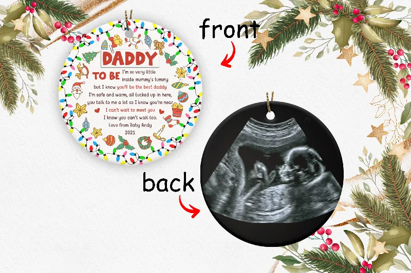 Personalized Daddy To Be Ornament| Can't Wait To Meet You Dad Ornament 2 Sided Custom Sonogram| New Dad Ornament Christmas Present for Father To Be Expecting Dad Pregnancy Reveal| JOR48 Personalized Daddy To Be Ornament| Can't Wait To Meet You Dad Ornament 2 Sided Custom Sonogram| New Dad Ornament Christmas Present for Father To Be Expecting Dad Pregnancy Reveal| JOR48