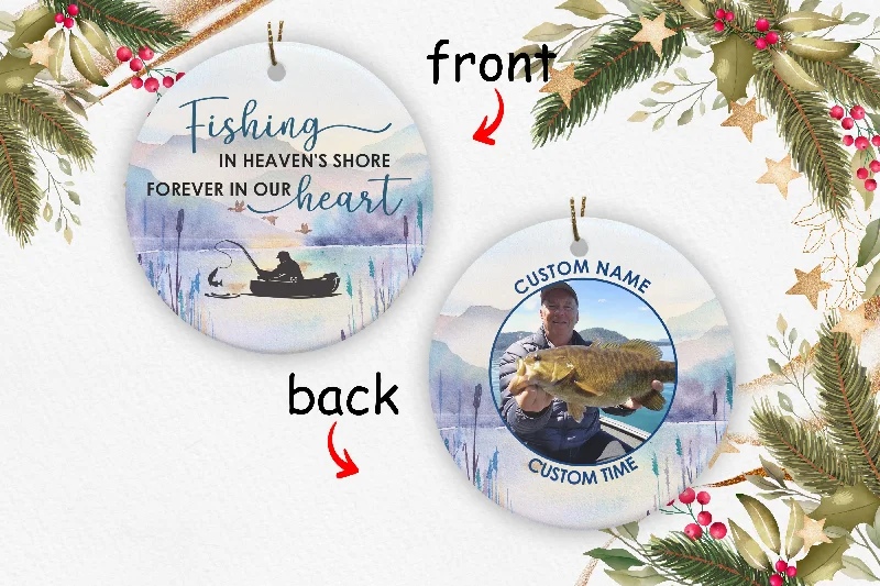 Personalized Fishing Remembrance Ornament - Fishing in Heaven's Shore 2 Sided Circle Ornament Fishing Memorial Gift Sympathy Gift for Loss Father Dad Fisherman In Loving Memory - JOR64 Personalized Fishing Remembrance Ornament - Fishing in Heaven's Shore 2 Sided Circle Ornament Fishing Memorial Gift Sympathy Gift for Loss Father Dad Fisherman In Loving Memory - JOR64