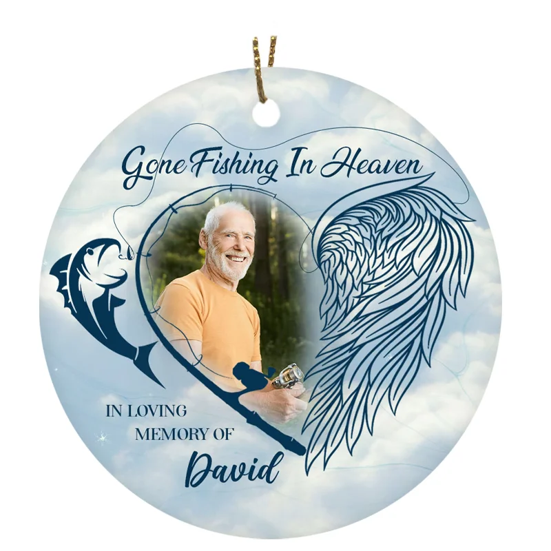 Personalized Gone Fishing in Heaven Ornament for Dad Fishing Lover in Heaven| Custom Photo Name Year Angel Wing and Hook Ornament| Remembrance Ornament for Loss Father AP332 Personalized Gone Fishing in Heaven Ornament for Dad Fishing Lover in Heaven| Custom Photo Name Year Angel Wing and Hook Ornament| Remembrance Ornament for Loss Father AP332