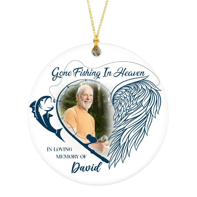 Personalized Memorial Ornament | Gone Fishing in Heaven Ornament - Christmas Sympathy Gift for Loss Dad, Loss Father | Remembrance Ornament | Bereavement Gift AP318 Personalized Memorial Ornament | Gone Fishing in Heaven Ornament - Christmas Sympathy Gift for Loss Dad, Loss Father | Remembrance Ornament | Bereavement Gift AP318