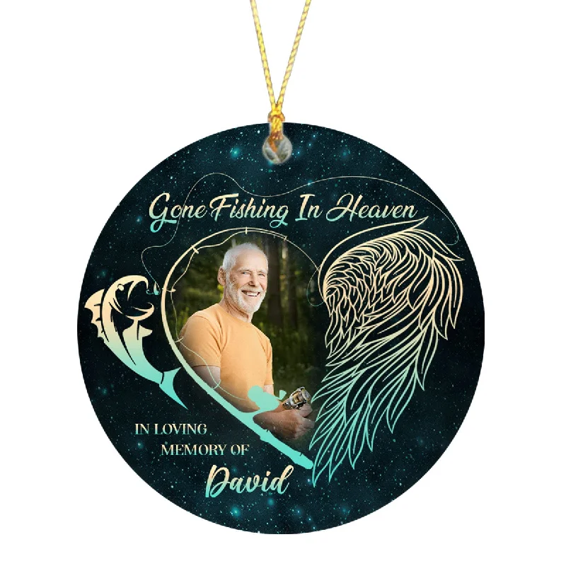 Personalized Memorial Ornament | Gone Fishing in Heaven Ornament - Christmas Sympathy Gift for Loss Dad, Loss Father | Remembrance Ornament | Bereavement Gift AP329 Personalized Memorial Ornament | Gone Fishing in Heaven Ornament - Christmas Sympathy Gift for Loss Dad, Loss Father | Remembrance Ornament | Bereavement Gift AP329