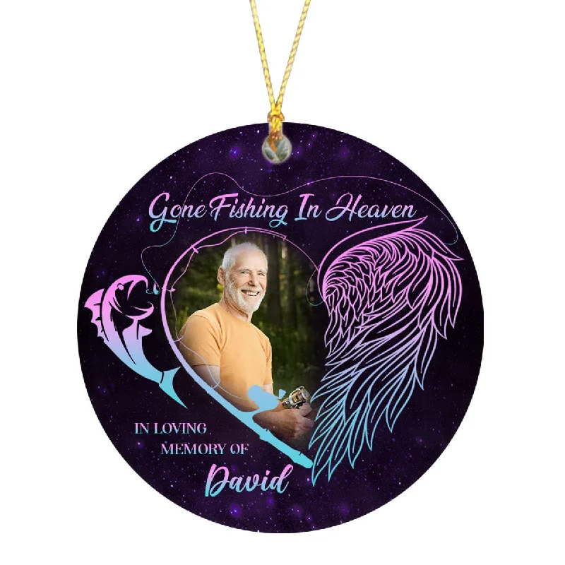 Personalized Memorial Ornament | Gone Fishing in Heaven Ornament - Christmas Sympathy Gift for Loss Dad, Loss Father | Remembrance Ornament | Bereavement Gift AP330 Personalized Memorial Ornament | Gone Fishing in Heaven Ornament - Christmas Sympathy Gift for Loss Dad, Loss Father | Remembrance Ornament | Bereavement Gift AP330