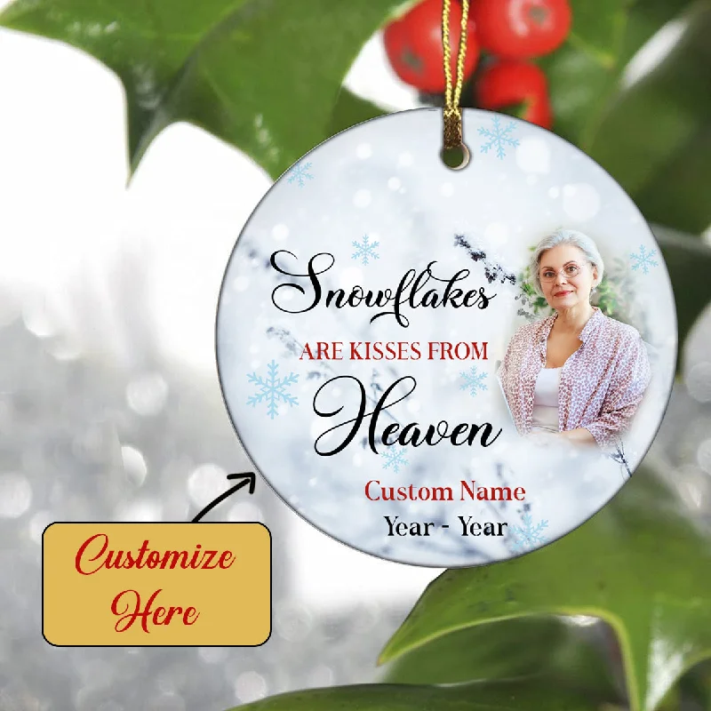 Personalized Memorial Ornament - Kisses from Heaven, Christmas Remembrance Home Decor, Memorial Gift for Loss of A Loved One| NOM98 Personalized Memorial Ornament - Kisses from Heaven, Christmas Remembrance Home Decor, Memorial Gift for Loss of A Loved One| NOM98