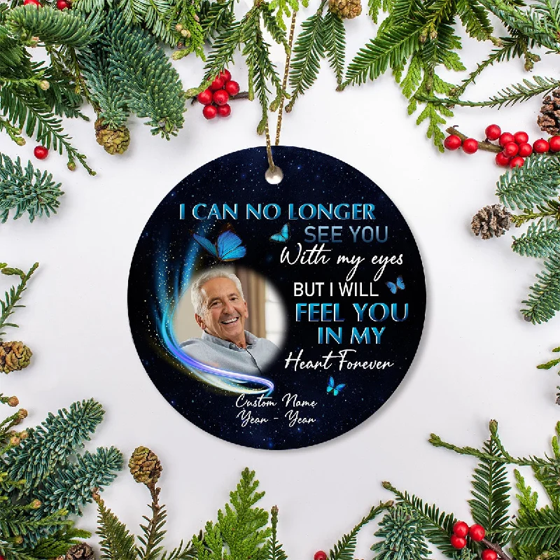 Personalized Memorial Ornament - No Longer See You, Christmas in Heaven Remembrance Home Decor, Memorial Gift for Loss of A Loved One| NOM110 Personalized Memorial Ornament - No Longer See You, Christmas in Heaven Remembrance Home Decor, Memorial Gift for Loss of A Loved One| NOM110