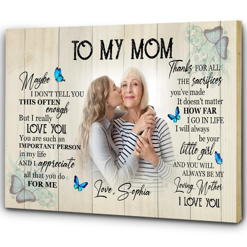 Personalized Mom Canvas - To My Mom Mother's Day Butterfly Gift, Thoughtful Gift I Love You Mom| N2457 Personalized Mom Canvas - To My Mom Mother's Day Butterfly Gift, Thoughtful Gift I Love You Mom| N2457