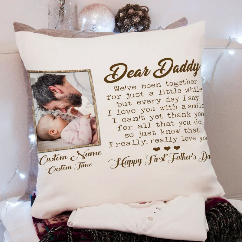 Personalized New Dad Pillow| Happy First Father's Day Gift for Husband, Expecting Dad, 1st Time Dad| JPL98 Personalized New Dad Pillow| Happy First Father's Day Gift for Husband, Expecting Dad, 1st Time Dad| JPL98