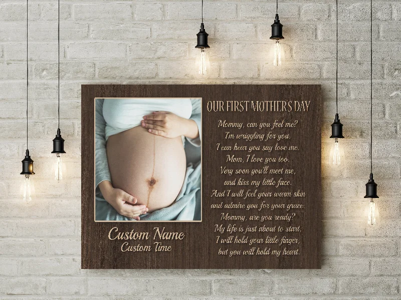 Personalized New Mom Canvas| Our First Mother's Day| New Mom Gift for Wife, Expecting Mom from Husband| JC828 Personalized New Mom Canvas| Our First Mother's Day| New Mom Gift for Wife, Expecting Mom from Husband| JC828