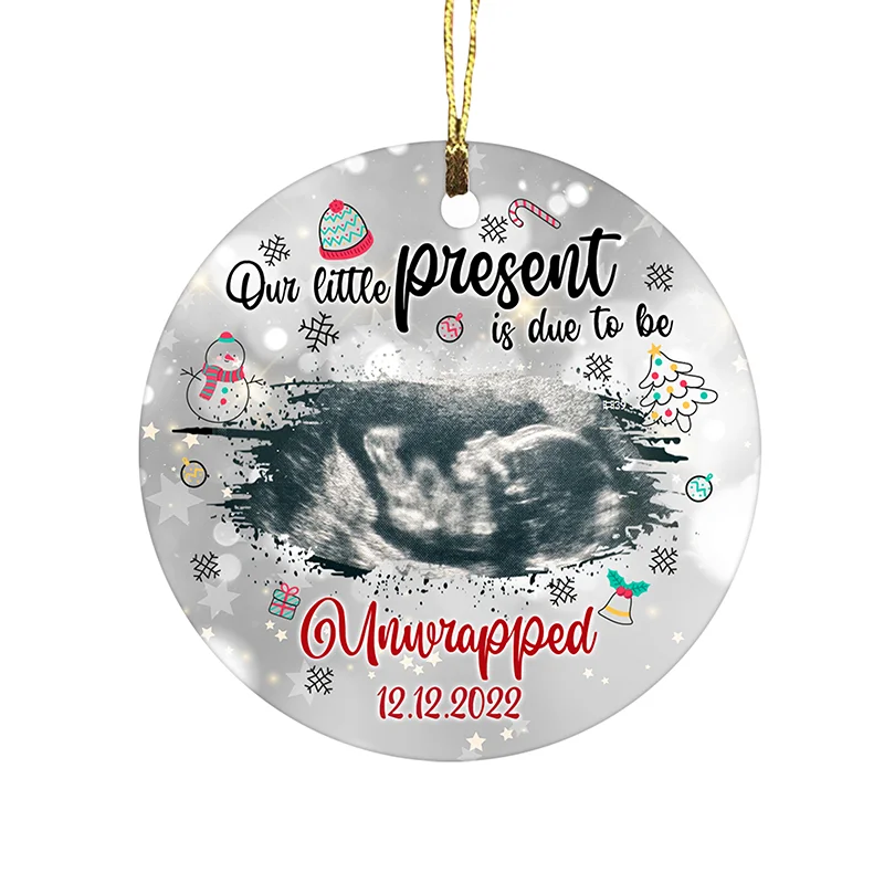 Personalized Ultrasound Ornament| Our Present Due Ornament Christmas Gifts for Dad to Be Mom to Be OP50 Personalized Ultrasound Ornament| Our Present Due Ornament Christmas Gifts for Dad to Be Mom to Be OP50