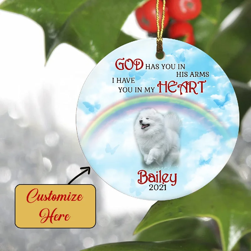 Pet Memorial Ornament - God Has You in His Arms, Pet Loss Ornament, Remembrance Loss of Dog, Loss of Cat, Sympathy Gift for Dog Owners| NOM124 Pet Memorial Ornament - God Has You in His Arms, Pet Loss Ornament, Remembrance Loss of Dog, Loss of Cat, Sympathy Gift for Dog Owners| NOM124