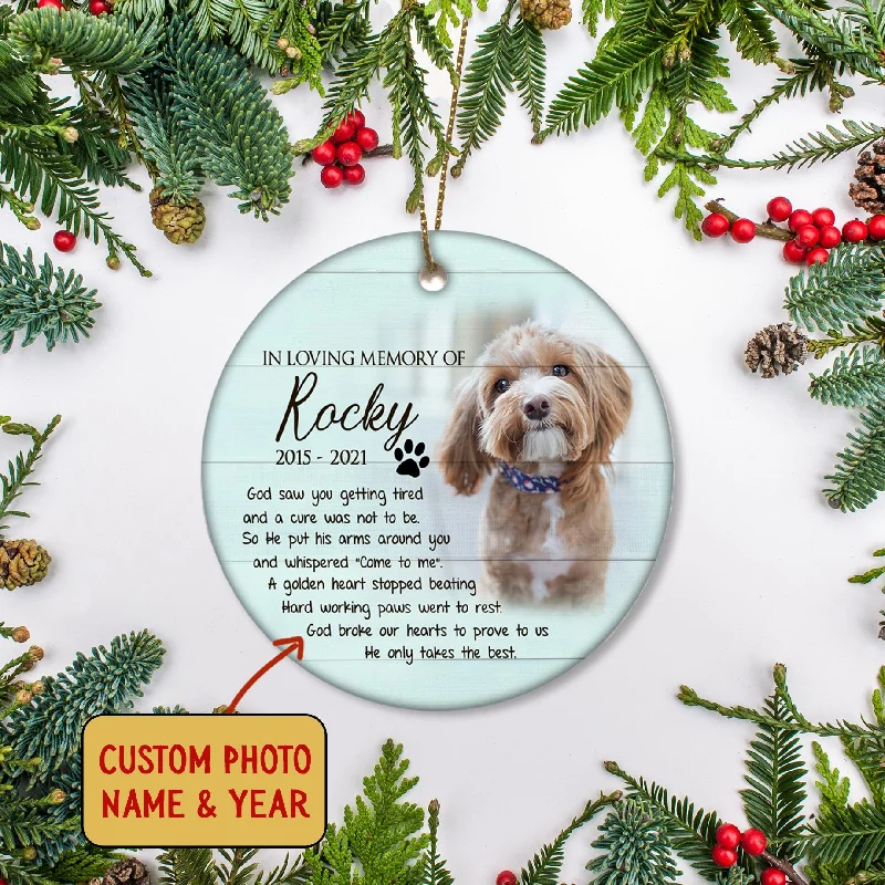 Pet Memorial Ornament - God Saw You Getting Tired, Pet Loss Ornament, Remembrance for Loss of Dog, Loss of Cat, Sympathy Gift for Dog Owners| NOM89 Pet Memorial Ornament - God Saw You Getting Tired, Pet Loss Ornament, Remembrance for Loss of Dog, Loss of Cat, Sympathy Gift for Dog Owners| NOM89
