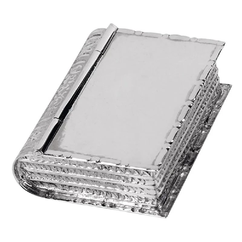 Christmas Jolly Time Pill Box Large Book Shape 925 Solid Silver 8825