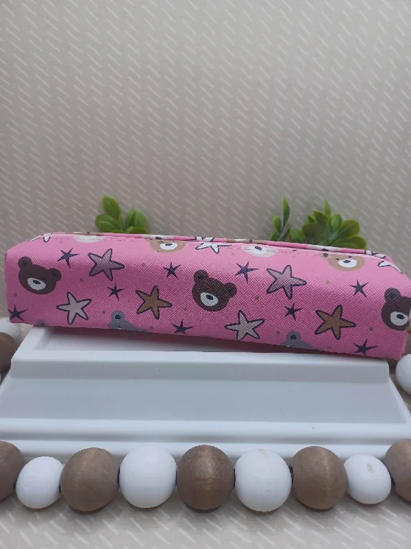 Christmas Presents Pink Bear Zipper Pencil Pouch