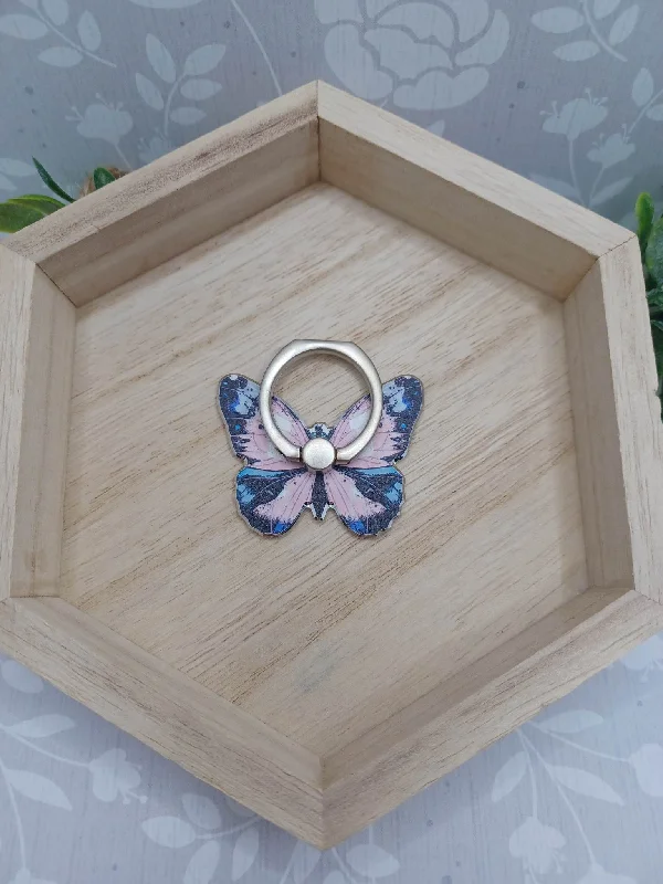 Christmas Icy Wonderland Pink & Blue Butterfly Phone Ring Holder