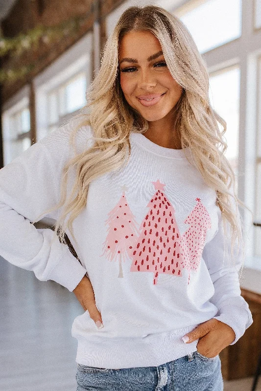 Christmas Fireplace Decor Pink Christmas Tree Sweatshirt | S-2XL