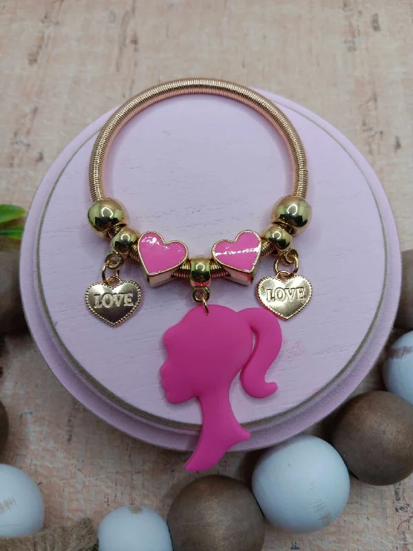Christmas Market Pink Doll Bracelet - Gold