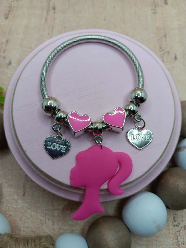 Christmas Cookies Pink Doll Bracelet - Silver