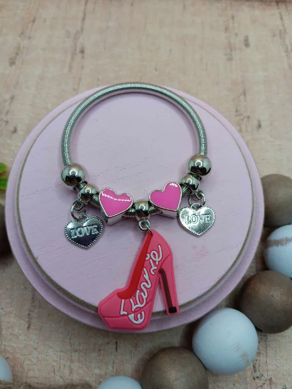 Christmas Songs Pink Doll Themed Bracelet - Silver