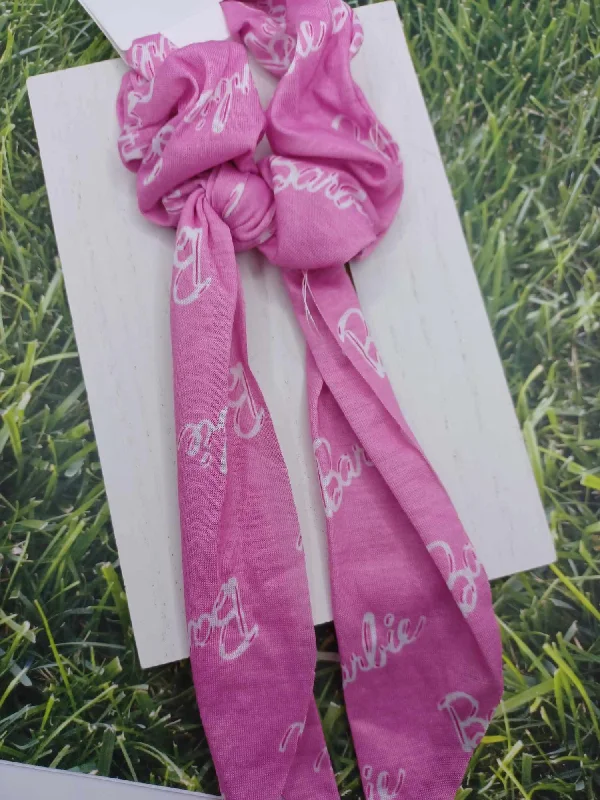 Christmas Mistletoe Pink Doll Themed Hair Scrunch Scarf
