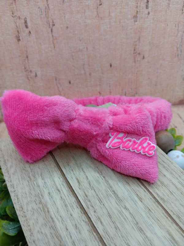 Christmas Music Pink Doll Themed Plush Spa Headband - Hot Pink