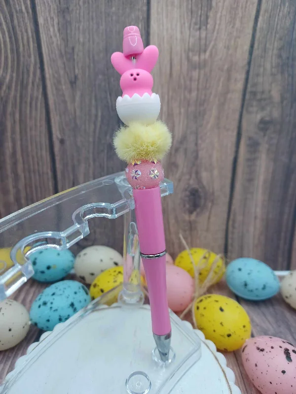 Christmas Peaceful Holiday Mornings Pink Easter Peep Beaded Ink Pen