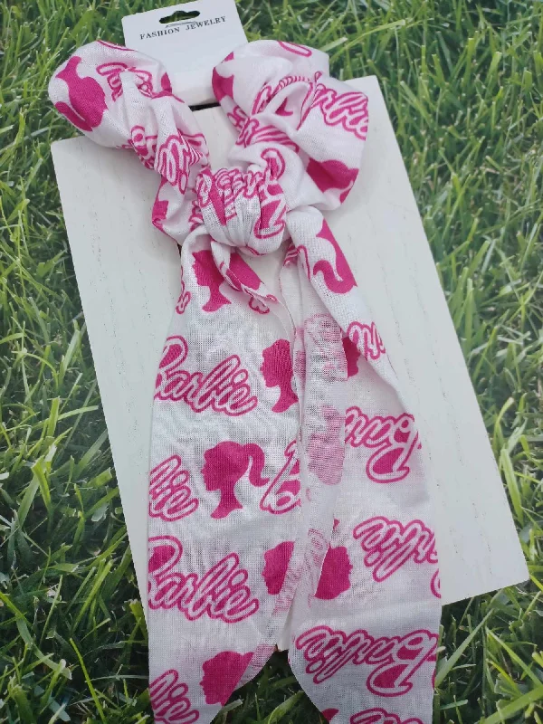 Christmas Wrapping Pink Girl Themed Hair Scrunch Scarf