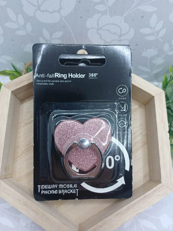 Christmas Eve Pink Glitter Heart Phone Ring Holder