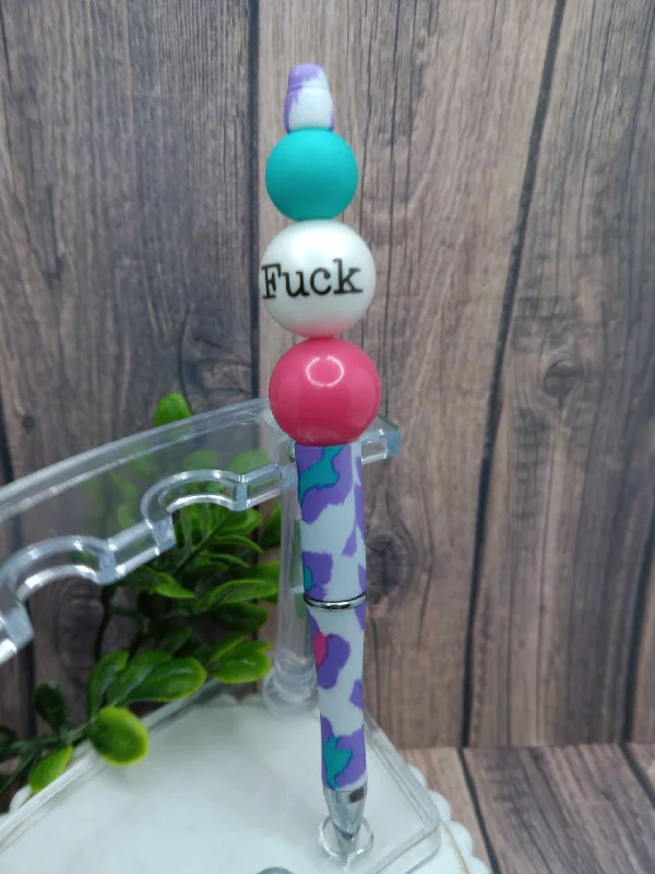 Christmas Spirit Pink, Purple, & Teal F*ck Beaded Ink Pen