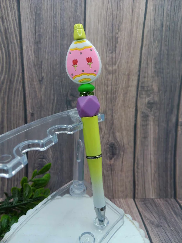 Christmas Cookies Pink & Yellow Easter Egg Beaded Ink Pen