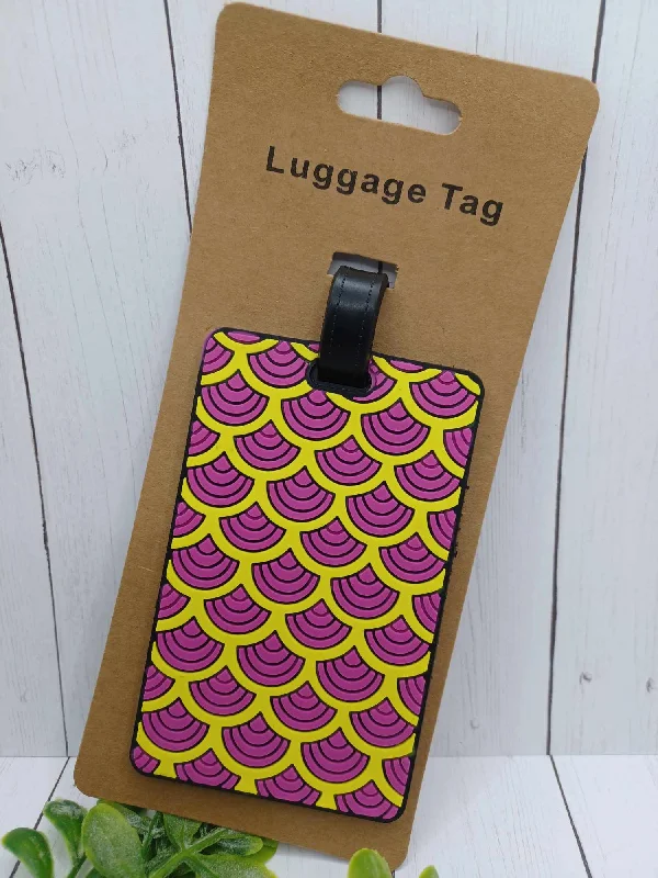 Christmas Peaceful Holiday Nights Pink & Yellow Mermaid Themed Luggage Tag