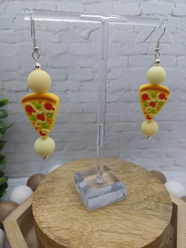 Christmas Winter Scenery Pizza Beaded Earrings