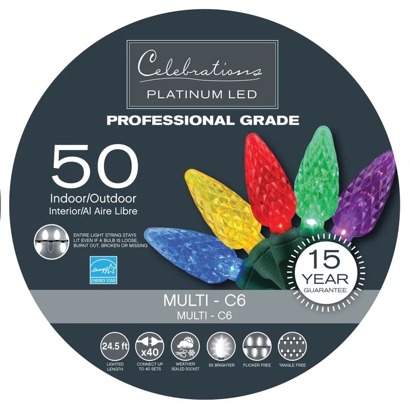 Christmas Jolly Festivities Celebrations Platinum LED C6 Multicolored 50 ct String Christmas Lights 24.5 ft. Christmas Jolly Festivities Celebrations Platinum LED C6 Multicolored 50 ct String Christmas Lights 24.5 ft.