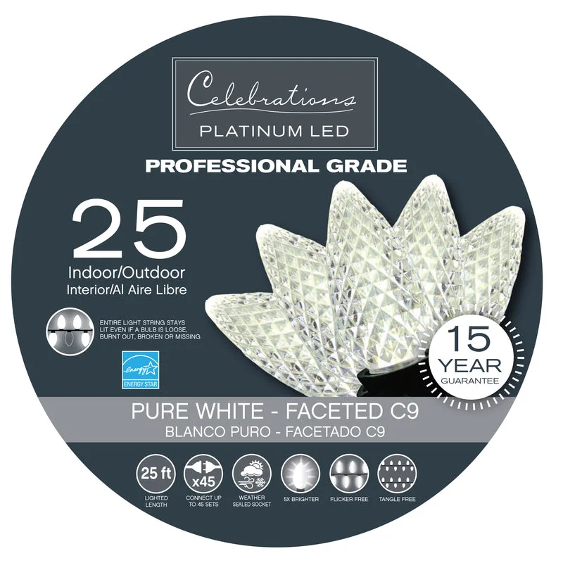 Christmas Magic Celebrations Platinum LED C9 Pure White 25 ct String Christmas Lights 25 ft.