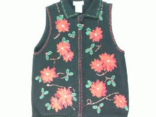 Christmas Pinecones Poinsettias Vs. Holly-Small Christmas Sweater