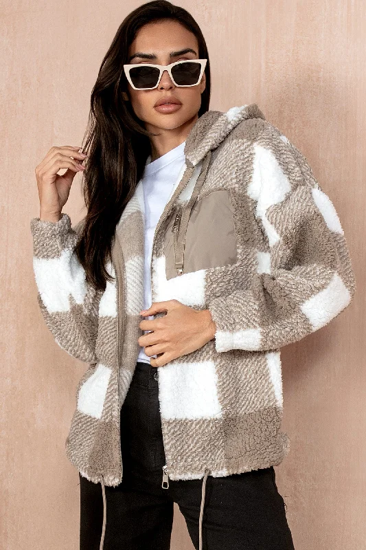 Christmas Cheer Polly Biscuit Check Teddy Jacket