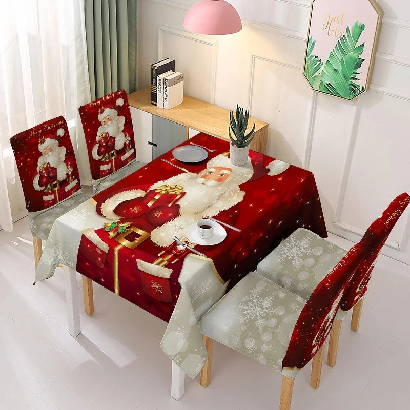 Christmas Tree Polyester Rectangular Decoration Dining Table Santa Cover