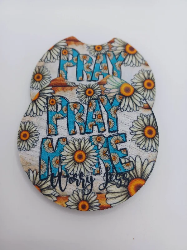 Christmas Centerpiece Pray More Worry Less Car Coaster Set