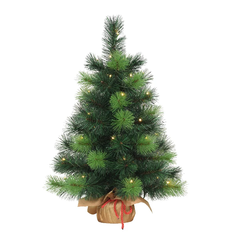 Christmas Warming Cocoa Sips Pre-Lit 2' Table Top Artificial Christmas Tree with 35 Lights in Gold Sac, Green Christmas Warming Cocoa Sips Pre-Lit 2' Table Top Artificial Christmas Tree with 35 Lights in Gold Sac, Green