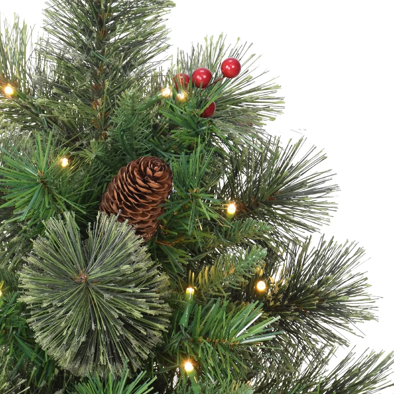 Christmas Day Pre-Lit 2' Table Top Artificial Christmas Tree with 35 Lights in Red Base, Green Christmas Day Pre-Lit 2' Table Top Artificial Christmas Tree with 35 Lights in Red Base, Green