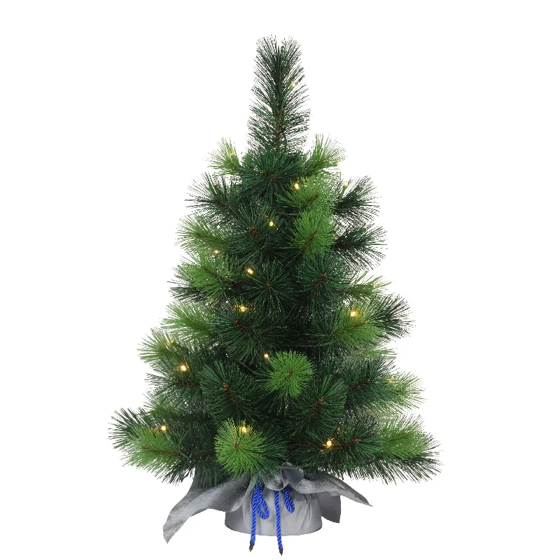 Christmas Sparkling Holiday Glow Pre-Lit 2' Table Top Artificial Christmas Tree with 35 Lights in Silver Sac, Green Christmas Sparkling Holiday Glow Pre-Lit 2' Table Top Artificial Christmas Tree with 35 Lights in Silver Sac, Green