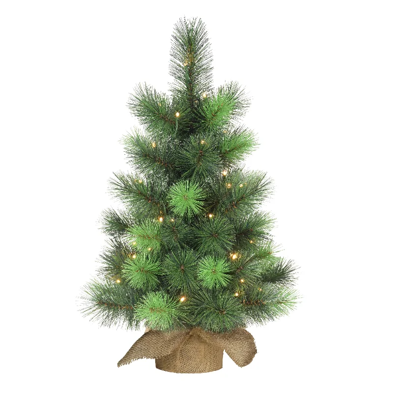 Christmas Magical Traditions Pre-Lit 2' Table Top Artificial Christmas Tree with 35 Lights in Tan Sac, Green Christmas Magical Traditions Pre-Lit 2' Table Top Artificial Christmas Tree with 35 Lights in Tan Sac, Green