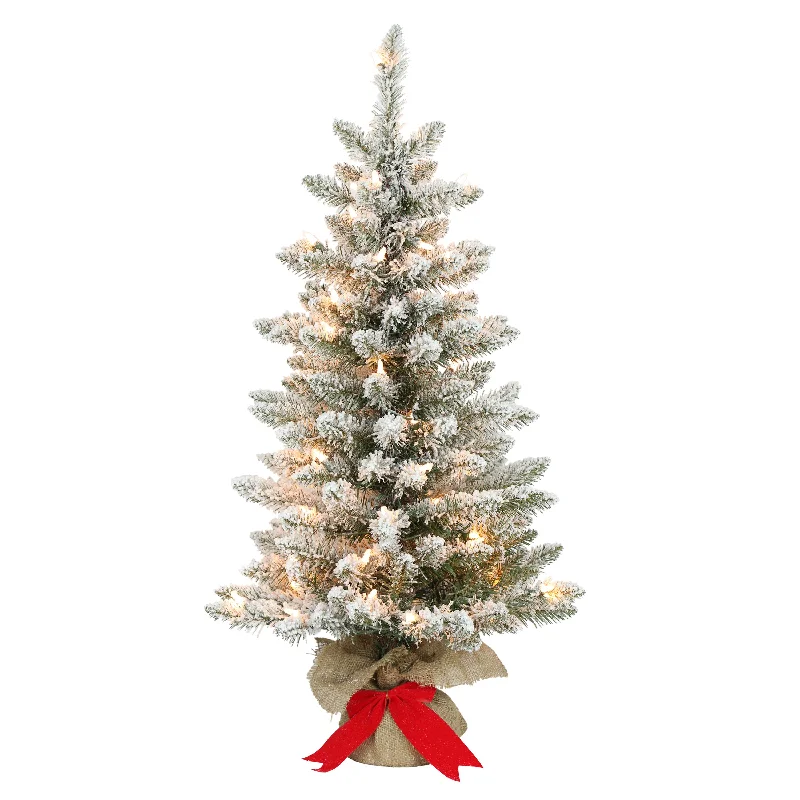 Christmas Fireplace Mantel Pre-Lit 3' Flocked Fraser Fir Artificial Christmas Tree with 70 Lights, Green Christmas Fireplace Mantel Pre-Lit 3' Flocked Fraser Fir Artificial Christmas Tree with 70 Lights, Green